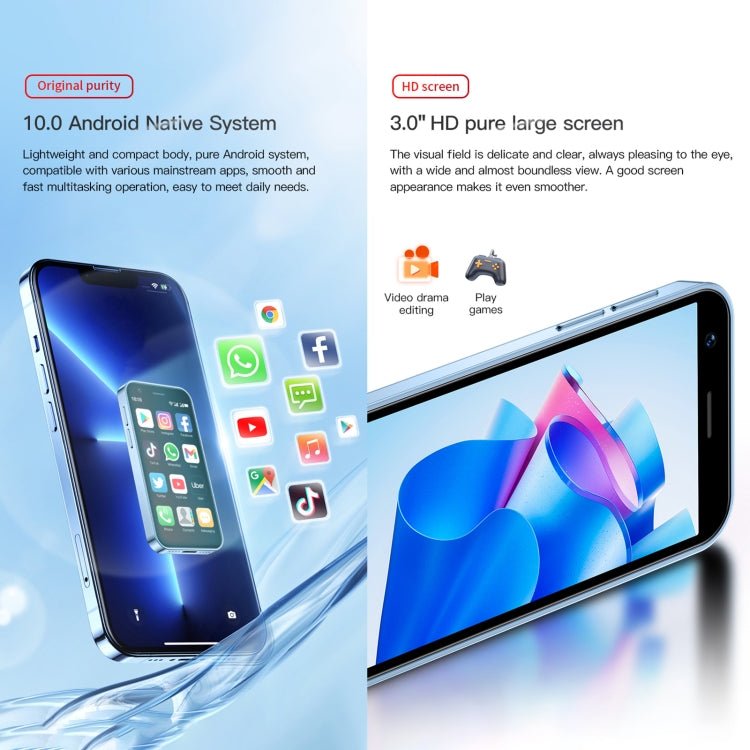 SOYES XS16, 3GB+64GB, 3.0 inch Android 10.0 MTK6737 Quad Core, Bluetooth, WiFi, Network: 4G, Dual SIM, Support Google Play Store, 3GB+64GB - ORIWHIZ