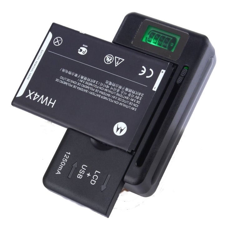 SS - 5 Universal Cell Phone Battery Charger With USB Output & LCD Display, US Plug, 600A/1250mA - ORIWHIZ