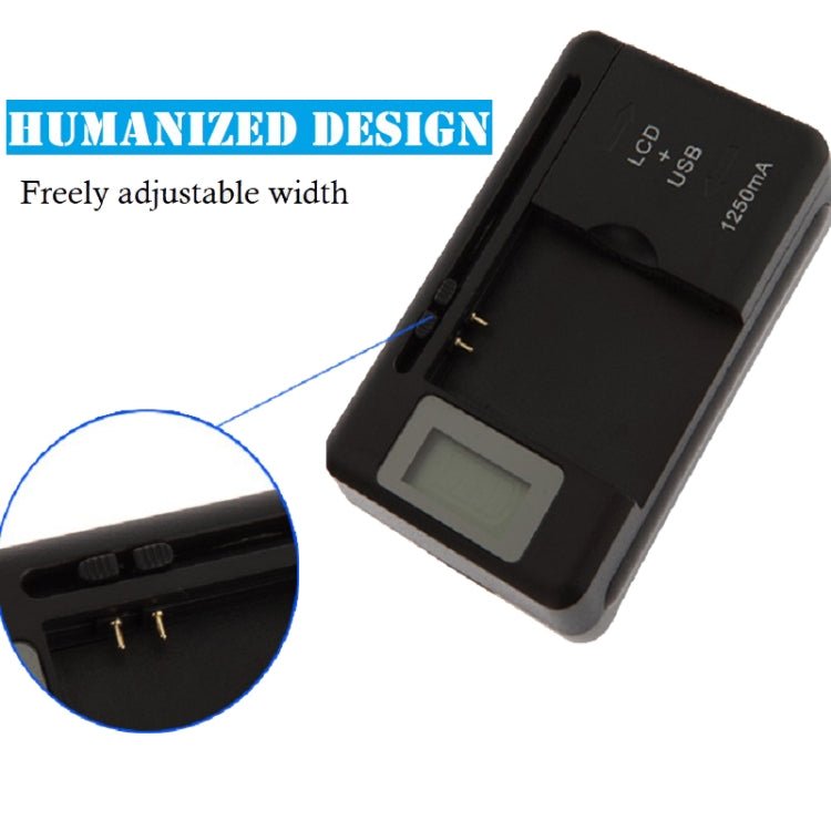 SS - 5 Universal Cell Phone Battery Charger With USB Output & LCD Display, US Plug, 600A/1250mA - ORIWHIZ
