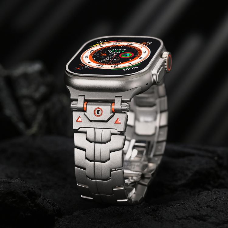 Stainless Steel Iron Man Butterfly Buckle Metal Watch Band, For Apple Watch 46mm / 49mm / 45mm / 44mm, For Apple Watch 42mm / 41mm / 40mm / 38mm - ORIWHIZ