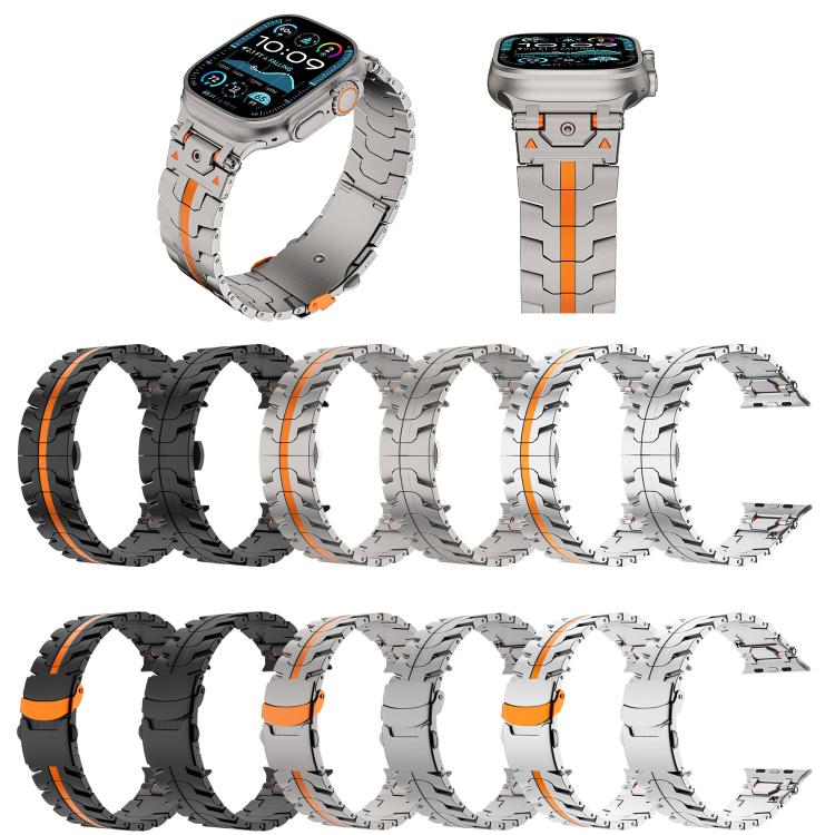 Stainless Steel Iron Man Butterfly Buckle Metal Watch Band, For Apple Watch 46mm / 49mm / 45mm / 44mm, For Apple Watch 42mm / 41mm / 40mm / 38mm - ORIWHIZ