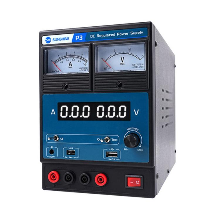 SUNSHINE P3 DC Regulated Power Supply 5V/8.4V/15V Switching Mobile Phone Repair Regulated Power Supply Meter, US Plug 110V, EU Plug 220V - ORIWHIZ