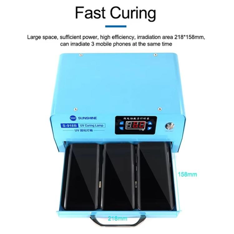 SUNSHINE S - 918B UV Curing Filming Box LED High - Power UV Mobile Phone Curved Screen Optical Shadowless Glue Repair Tool, SUNSHINE S - 918B (US Plug 110V), SUNSHINE S - 918B (EU Plug 220V) - ORIWHIZ