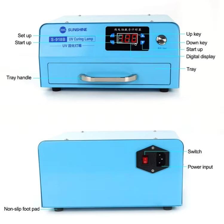SUNSHINE S - 918B UV Curing Filming Box LED High - Power UV Mobile Phone Curved Screen Optical Shadowless Glue Repair Tool, SUNSHINE S - 918B (US Plug 110V), SUNSHINE S - 918B (EU Plug 220V) - ORIWHIZ