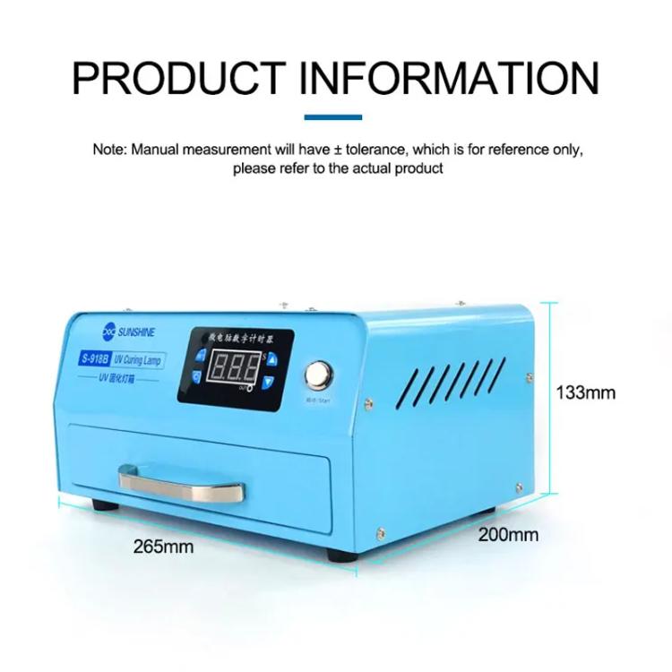SUNSHINE S - 918B UV Curing Filming Box LED High - Power UV Mobile Phone Curved Screen Optical Shadowless Glue Repair Tool, SUNSHINE S - 918B (US Plug 110V), SUNSHINE S - 918B (EU Plug 220V) - ORIWHIZ