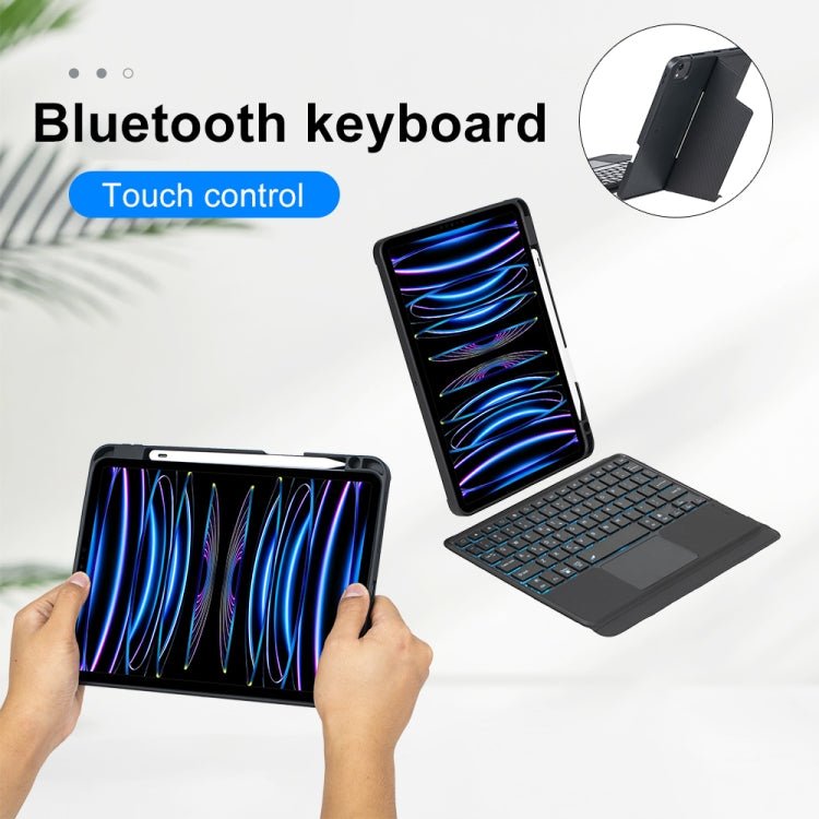 T11 - AS For iPad Air 11 2025 / Air 5 / 4 10.9 / Pro 11 2022&2021&2020&2018 Touch Backlight Split Type Bluetooth Keyboard Leather Case, T11 - AS - ORIWHIZApple AccessoriesiPad KeyboardiPad Keyboard Universal