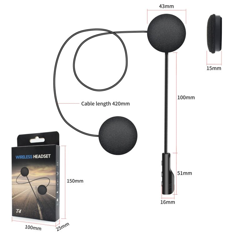 T4 Motorcycle Helmet Bluetooth Headsets BT 5.0 Stereo Automatically Connect to Support SIRI, T4 - ORIWHIZConsumer ElectronicsMotorcycle Walkie TalkieWalkie Talkie