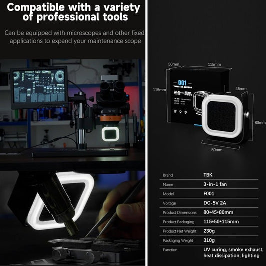 TBK F001 3 in 1 Smoking & UV Curing & Filtration Smoke Exhaust Multifunctional Fan, TBK F001 - ORIWHIZ