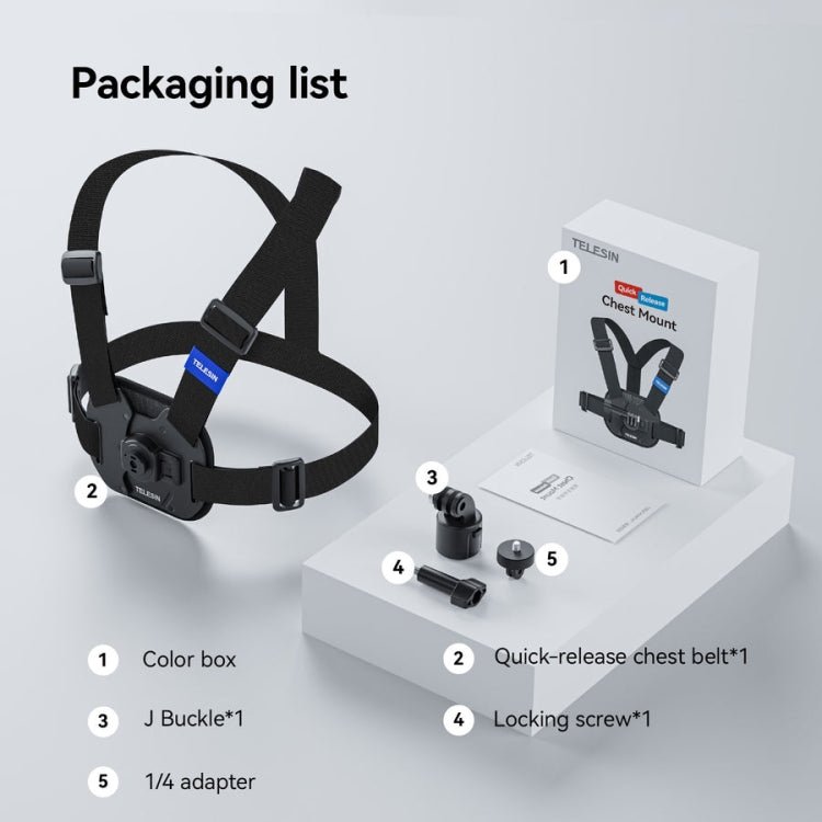 TELESIN S2 - CGP - 01 Quick - Release Vest Chest Strap Sports Camera Accessories, S2 - CGP - 01 - ORIWHIZChest BeltDJI & Insta360 AccessoriesTELESIN