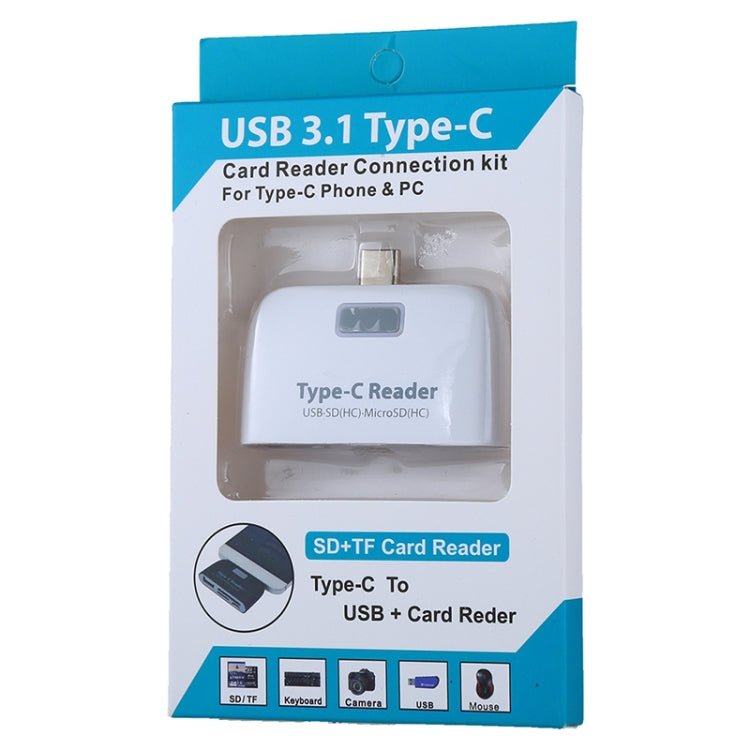 TF + SD Card + USB Port to USB - C / Type - C Adapter Card Reader Connection Kit with LED Indicator Light - ORIWHIZ