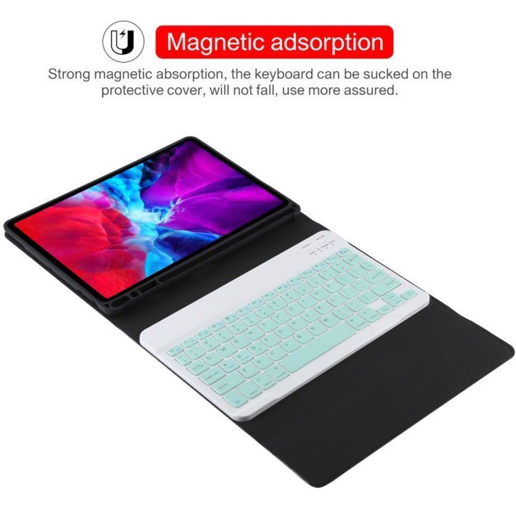 TG11B Detachable Bluetooth Green Keyboard + Microfiber Leather Tablet Case for iPad Pro 11 inch (2020), with Pen Slot & Holder, Green Keyboard - ORIWHIZApple AccessoriesiPad KeyboardiPad Keyboard For iPad Pro