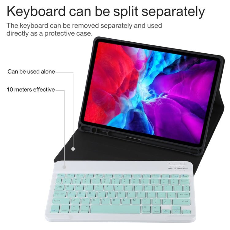 TG11B Detachable Bluetooth Green Keyboard + Microfiber Leather Tablet Case for iPad Pro 11 inch (2020), with Pen Slot & Holder, Green Keyboard - ORIWHIZApple AccessoriesiPad KeyboardiPad Keyboard For iPad Pro