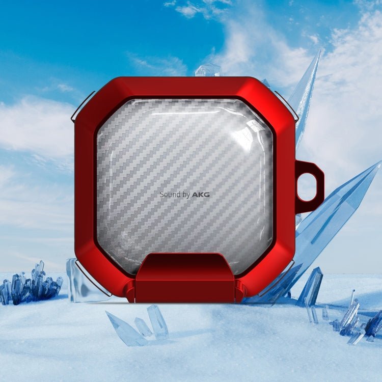 Transparent Carbon Fiber TPU Hybrid PC Case with Hook & Holder, For Samsung Galaxy Buds2 / Live / Pro / FE - ORIWHIZ