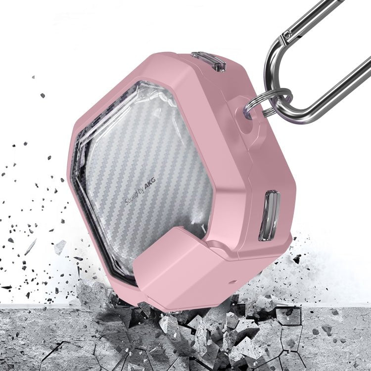 Transparent Carbon Fiber TPU Hybrid PC Case with Hook & Holder, For Samsung Galaxy Buds2 / Live / Pro / FE - ORIWHIZ