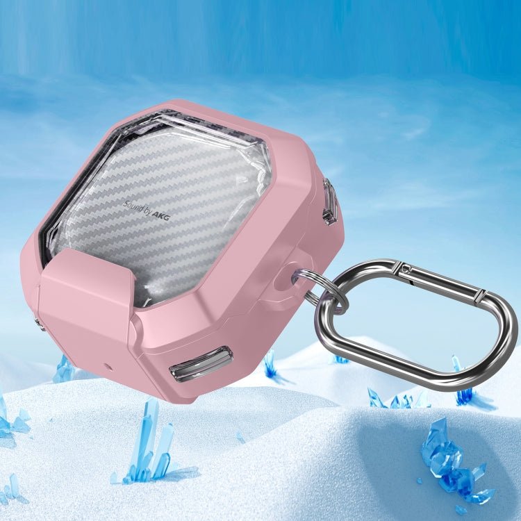 Transparent Carbon Fiber TPU Hybrid PC Case with Hook & Holder, For Samsung Galaxy Buds2 / Live / Pro / FE - ORIWHIZ