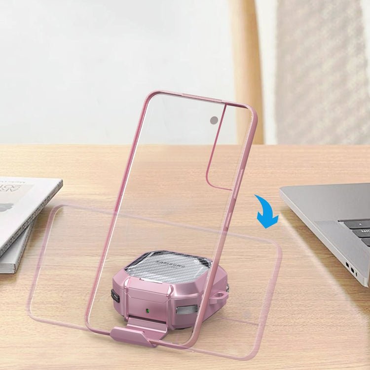 Transparent Carbon Fiber TPU Hybrid PC Case with Hook & Holder, For Samsung Galaxy Buds2 / Live / Pro / FE - ORIWHIZ