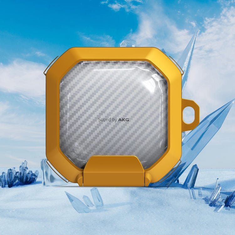 Transparent Carbon Fiber TPU Hybrid PC Case with Hook & Holder, For Samsung Galaxy Buds2 / Live / Pro / FE - ORIWHIZ