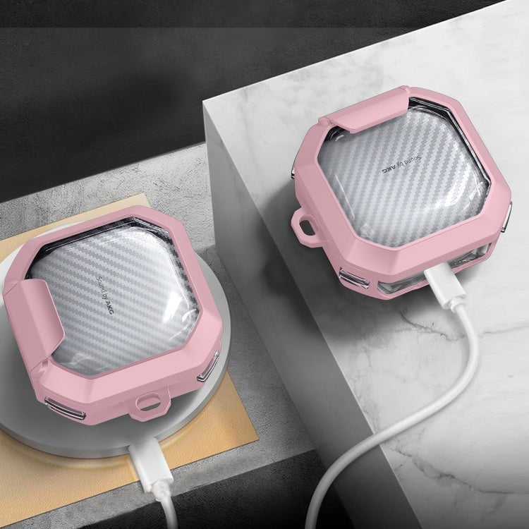 Transparent Carbon Fiber TPU Hybrid PC Case with Hook & Holder, For Samsung Galaxy Buds2 / Live / Pro / FE - ORIWHIZ