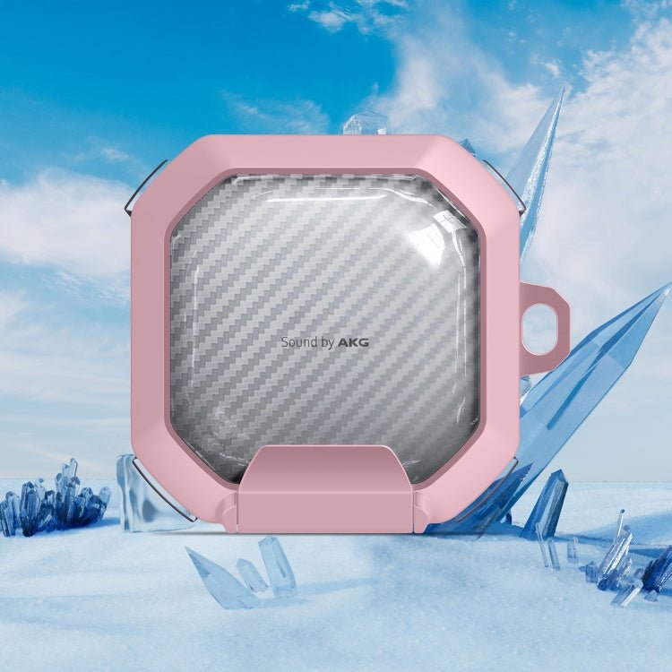 Transparent Carbon Fiber TPU Hybrid PC Case with Hook & Holder, For Samsung Galaxy Buds2 / Live / Pro / FE - ORIWHIZ