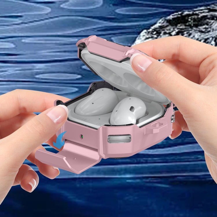 Transparent Carbon Fiber TPU Hybrid PC Case with Hook & Holder, For Samsung Galaxy Buds2 / Live / Pro / FE - ORIWHIZ