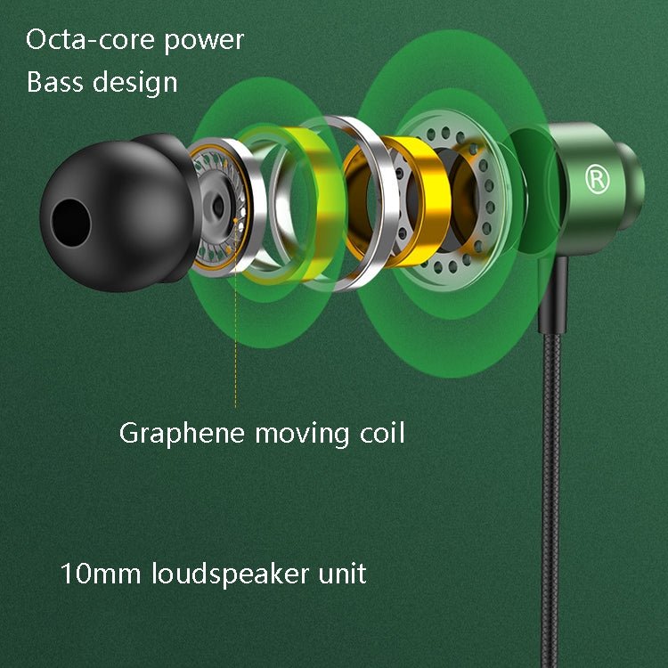 TS902 Metal In - Ear USB - C / Type - C Game Earphone, Cable Length: 1.2m, Red, Green, Black, Silver Gray - ORIWHIZ