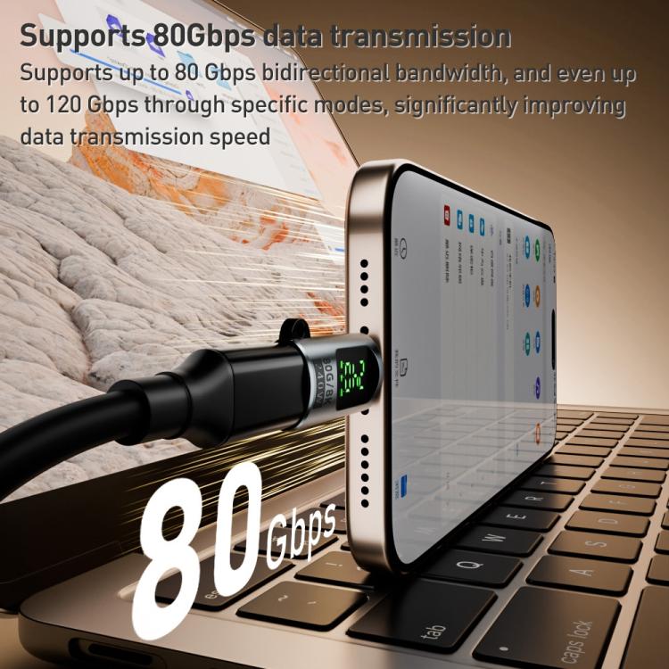 Type - C Male to Type - C Female 240W 80Gbps Adapter with Digital Display - ORIWHIZ