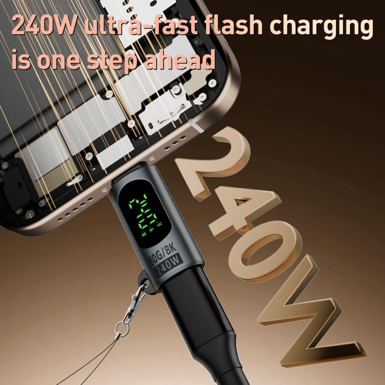 Type - C Male to Type - C Female 240W 80Gbps Adapter with Digital Display - ORIWHIZ