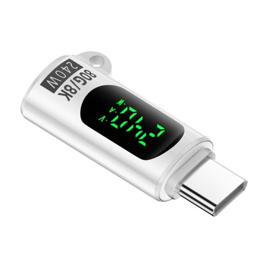 Type - C Male to Type - C Female 240W 80Gbps Adapter with Digital Display - ORIWHIZ