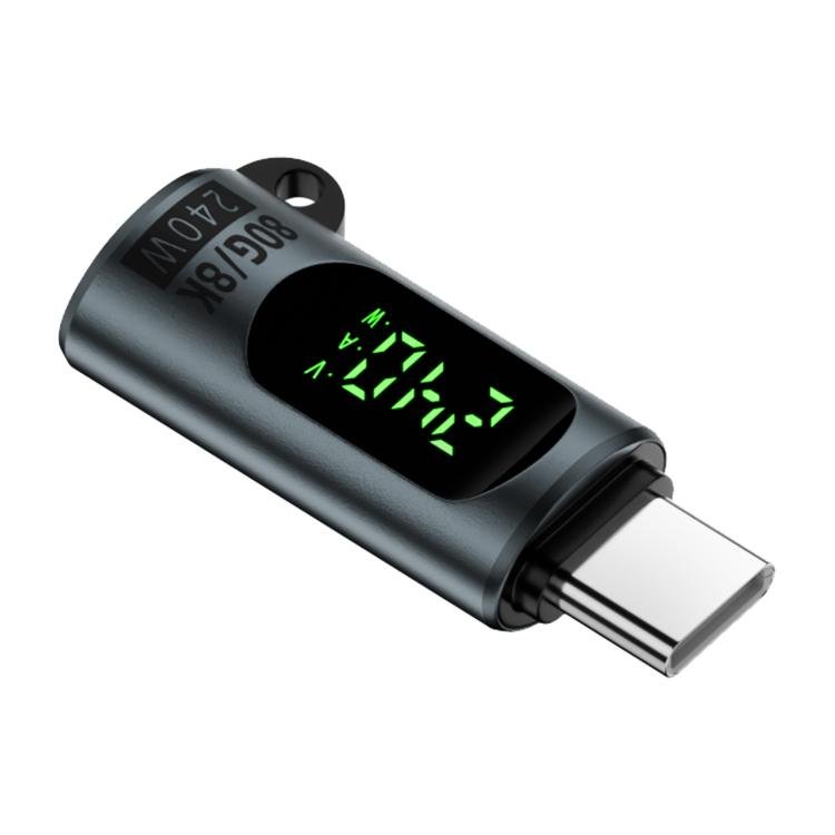 Type - C Male to Type - C Female 240W 80Gbps Adapter with Digital Display - ORIWHIZ