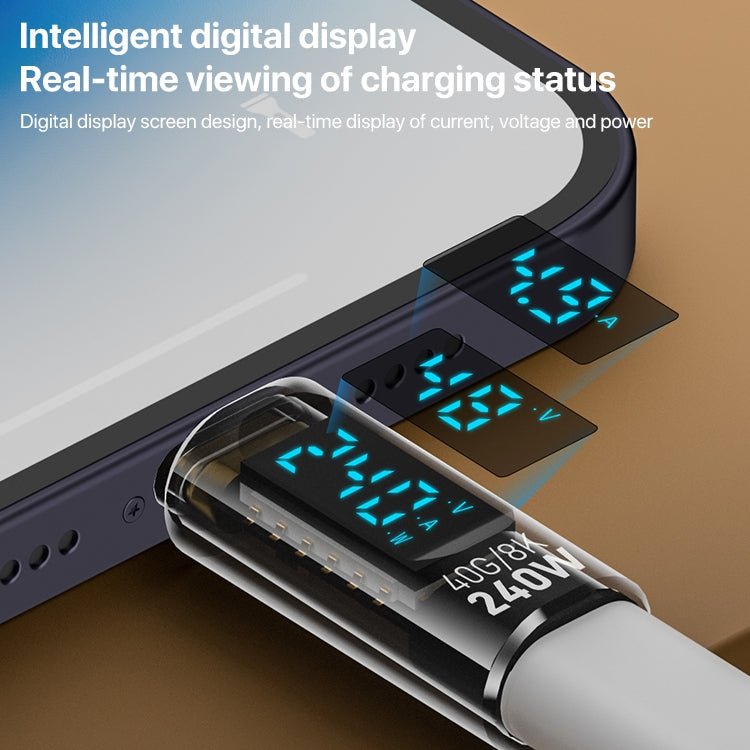 Type - C Male to Type - C Female 240W Full - featured Adapter with Digital Display - ORIWHIZ