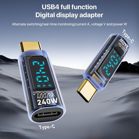 Type - C Male to Type - C Female 240W Full - featured Adapter with Digital Display - ORIWHIZ
