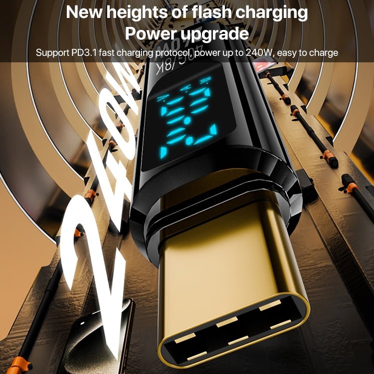 Type - C Male to Type - C Female 240W Full - featured Adapter with Digital Display - ORIWHIZ