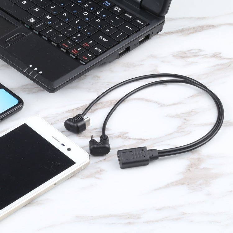 U - shaped USB - C / Type - C Male + Micro USB Male to USB - C / Type - C Female Cable, Type - C + Micro USB to Type - C - ORIWHIZ