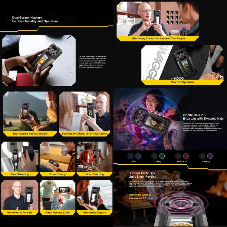 Ulefone Armor 30 Pro Rugged Phone, 16GB+512GB, Night Vision, 6.95 inch + 3.4 inch Dual Screen Android 14 MediaTek Dimensity 7300X Octa Core, Network: 5G, OTG, NFC - ORIWHIZ