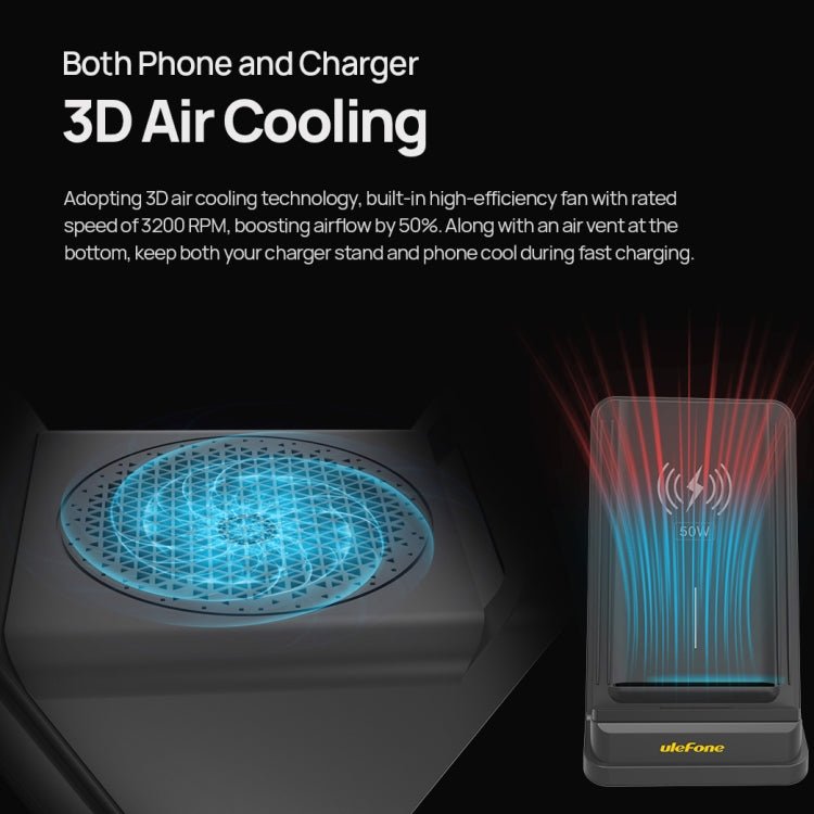 Ulefone WCS01 50W Air - cooled Wireless Charger Stand, WCS01 - ORIWHIZ