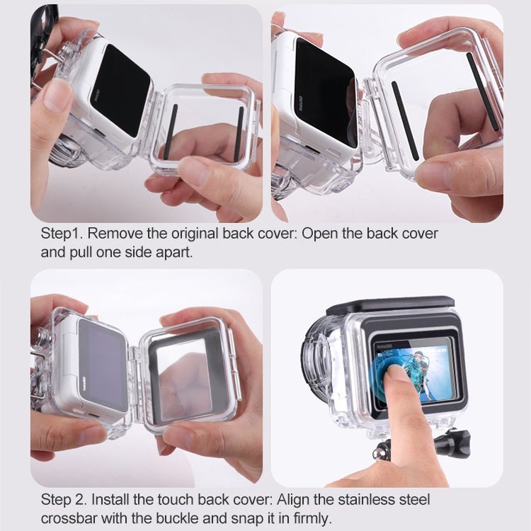 Underwater Waterproof Housing Case with Touch Back Cover, For Insta360 GO 3 / 3S - ORIWHIZDJI & Insta360 AccessoriesInsta360 GO SeriesProtection & Cases
