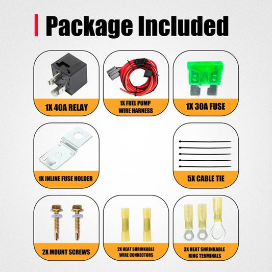 Universal 12V Electric Fuel Pump Relay Kit, Electric Fuel Pump Relay Kit - ORIWHIZCar Replacement PartsDIY CablesIn Car