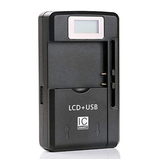 Universal Cell Phone Battery Charger with USB Output & LCD Display, US Plug, 800mA/1300mA - ORIWHIZ