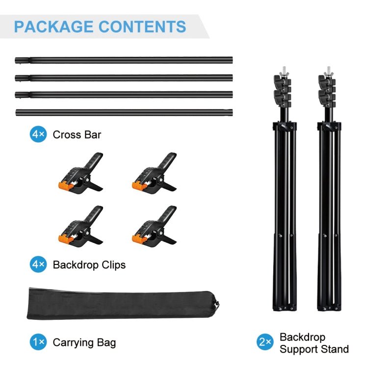 US Warehouse 2 x 3m Photo Studio Background Support Stand Backdrop Crossbar Bracket, 2 x 3m - ORIWHIZ