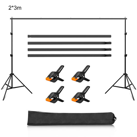 US Warehouse 2 x 3m Photo Studio Background Support Stand Backdrop Crossbar Bracket, 2 x 3m - ORIWHIZ