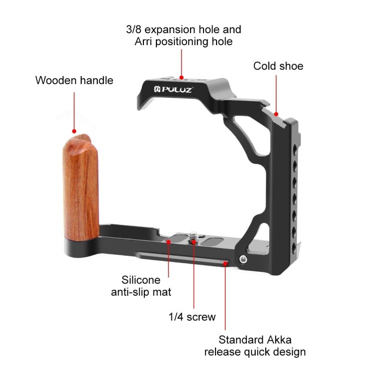 US Warehouse For Nikon ZFC PULUZ Wood Handle Metal Camera Cage Stabilizer Rig - ORIWHIZ