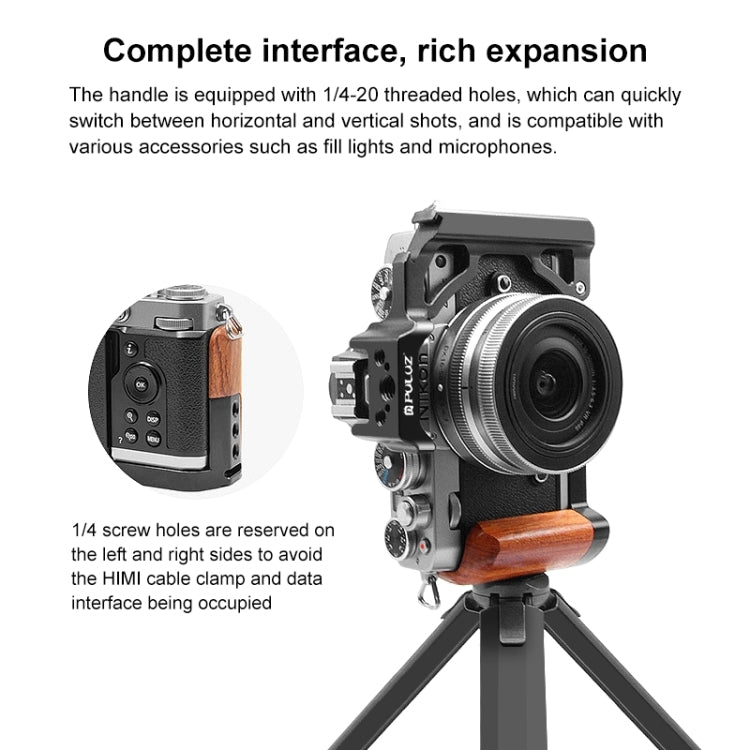 US Warehouse For Nikon ZFC PULUZ Wood Handle Metal Camera Cage Stabilizer Rig - ORIWHIZ