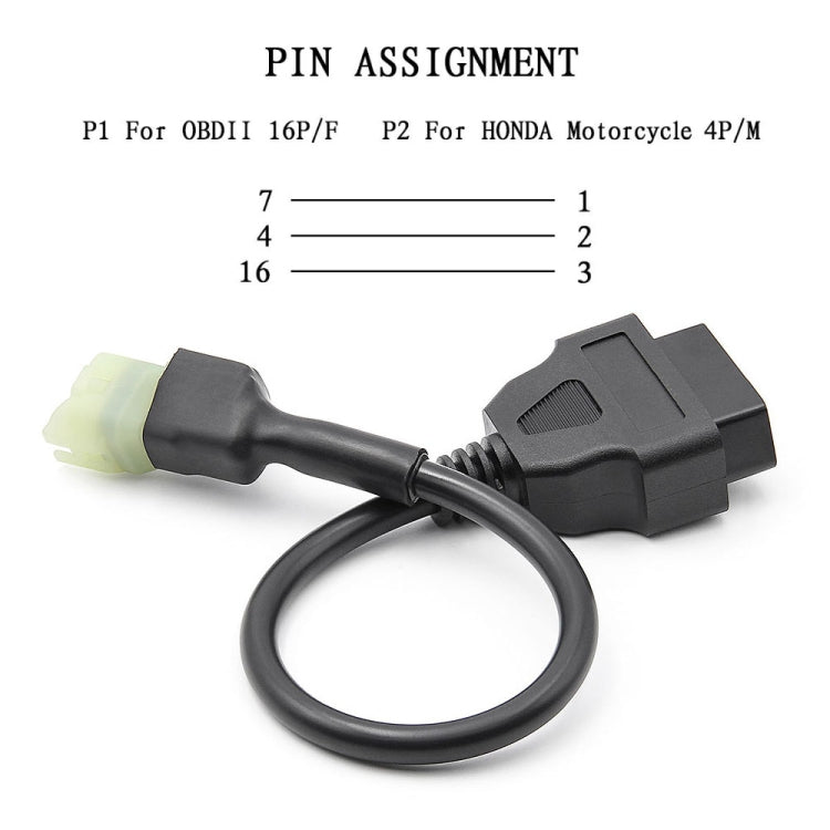 US Warehouse Motorcycle OBD 16PIN Female to 4PIN Connector Cable for Honda, 16PIN to 4PIN - ORIWHIZ