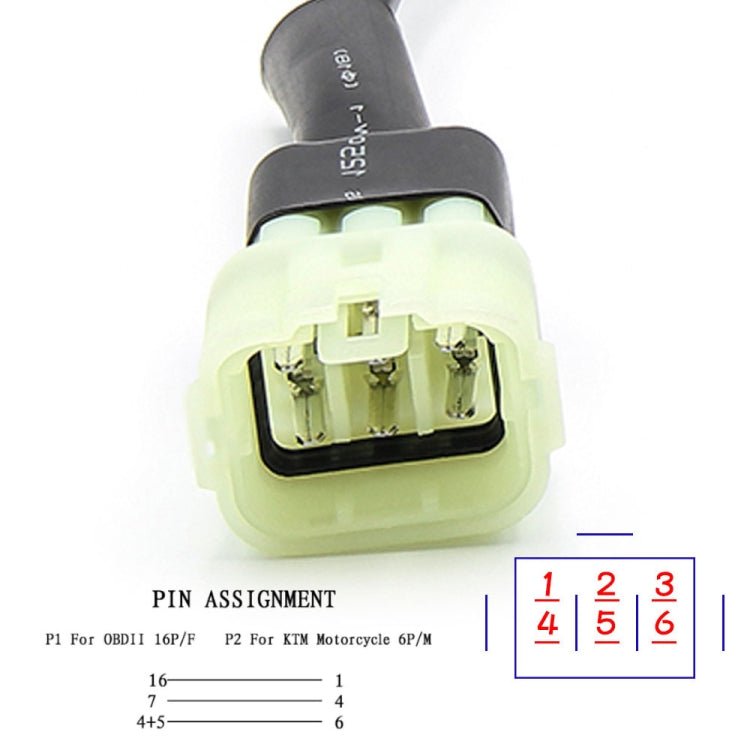 US Warehouse Motorcycle OBD 16PIN Female to 6PIN Connector Cable for KTM, 16PIN to 6PIN, 16PIN Female to 6PIN - ORIWHIZ