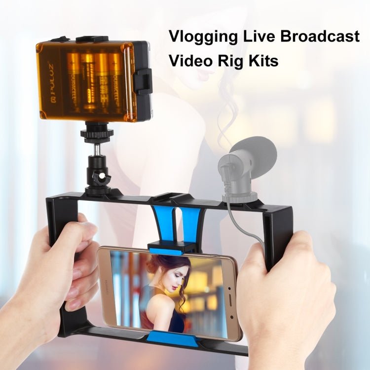 US Warehouse PULUZ 2 in 1 Vlogging Live Broadcast LED Selfie Light Smartphone Video Rig Kits with Cold Shoe Tripod Head for iPhone, Galaxy, Huawei, Xiaomi, HTC, LG, Google, and Other Smartphones, Vlogging Rig+Light, Vlogging Rig+Light(US) - ORIWHIZ