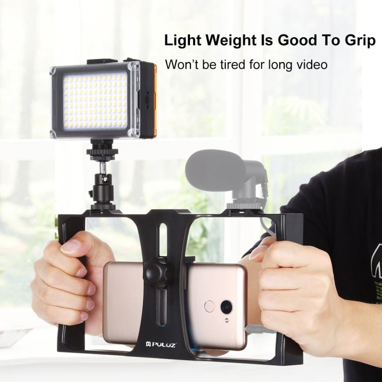 US Warehouse PULUZ 2 in 1 Vlogging Live Broadcast LED Selfie Light Smartphone Video Rig Kits with Cold Shoe Tripod Head for iPhone, Galaxy, Huawei, Xiaomi, HTC, LG, Google, and Other Smartphones, Vlogging Rig+Light, Vlogging Rig+Light(US) - ORIWHIZ