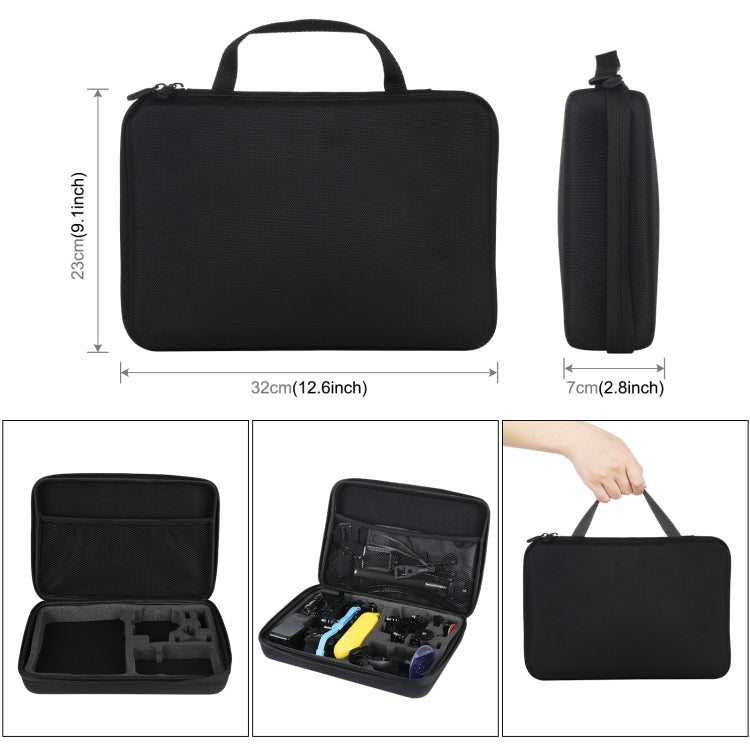 US Warehouse PULUZ 50 in 1 Accessories Total Ultimate Combo Kits with EVA Case (Chest Strap + Suction Cup Mount + 3 - Way Pivot Arms + J - Hook Buckle + Wrist Strap + Helmet Strap + Extendable Monopod + Surface Mounts + Tripod Adapters + Storage Bag ) - ORIWHIZ