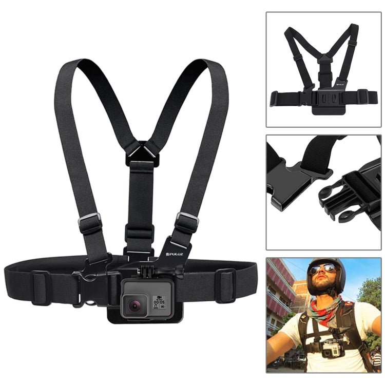 US Warehouse PULUZ 53 in 1 Accessories Total Ultimate Combo Kits (Chest Strap + Suction Cup Mount + 3 - Way Pivot Arms + J - Hook Buckle + Wrist Strap + Helmet Strap + Extendable Monopod + Surface Mounts + Tripod Adapters + Handlebar Mount) for GoPro - ORIWHIZ