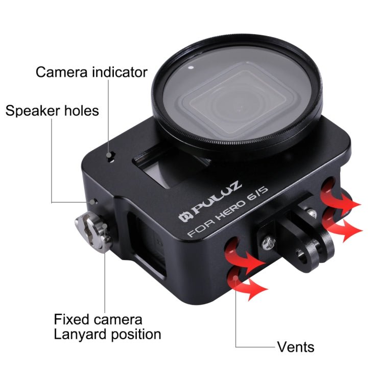 US Warehouse PULUZ Housing Shell CNC Aluminum Alloy Protective Cage with 52mm UV Lens for GoPro HERO(2018) /7 Black /6 /5, For HERO6 /5 No Frame UK Stock, For HERO6 /5 No Frame US Stock, For HERO6 /5 No Frame AE Stock, For HERO6 /5 No Frame - ORIWHIZ