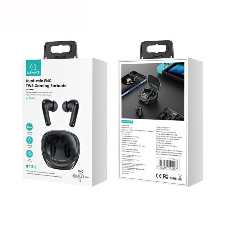 USAMS XJ13 XJ ENC Dual Microphone Noise Cancelling TWS Wireless Bluetooth Earphone, USAMS XJ13 - ORIWHIZ